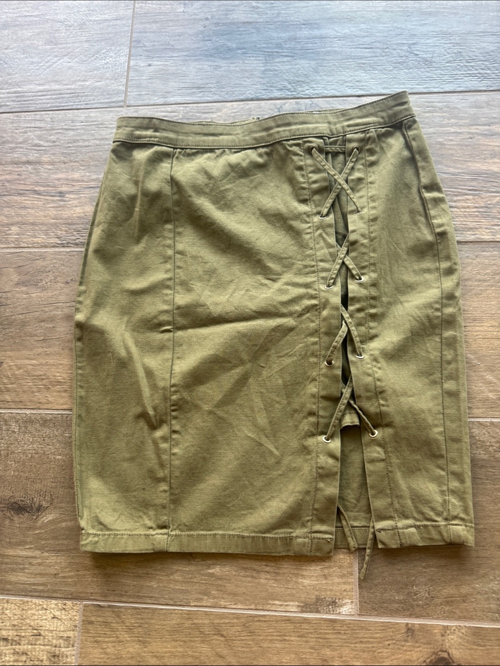 NWOT stretchy skirt by William RAST Olive Lace-Up Pencil Skirt